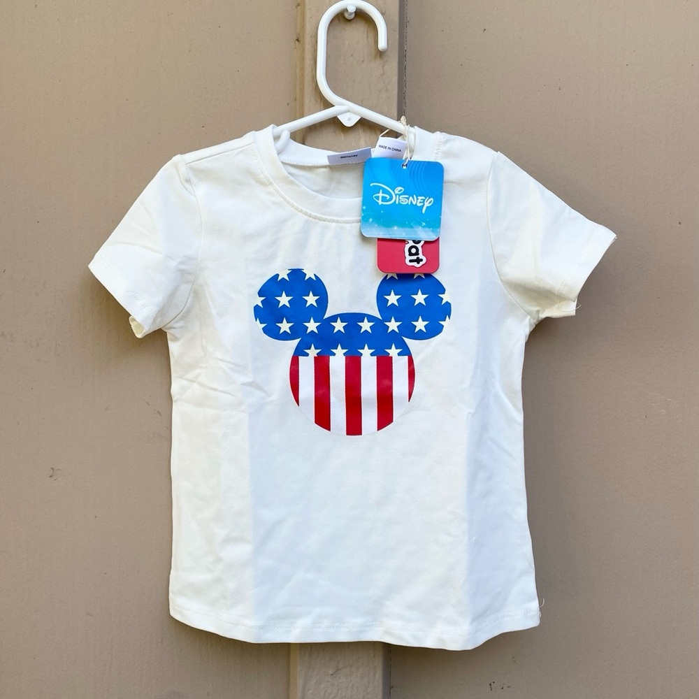 Disney Mickey Mouse Kids White Cotton T-Shirt, Size 3-4Y